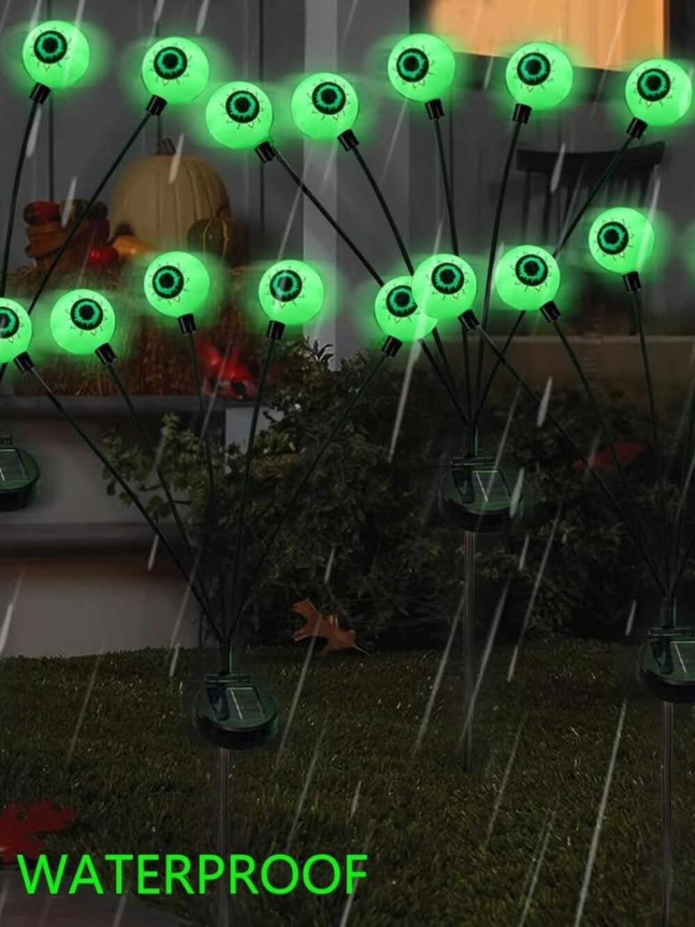 3pcs 6LED Solar Halloween Eyeball Garden Plug Lights Outdoor Waterproof Firefly